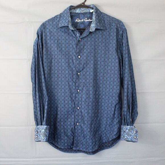 Robert Graham Other - Robert Graham Shirt Mens Medium Diamante Button Up Contrast Cuffs Blue Collared